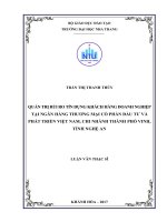 Quản trị rủi ro tín dụng khách hàng doanh nghiệp tại ngân hàng thương mại cổ phần đầu tư và phát triển việt nam, chi nhánh thành phố vinh, tỉnh nghệ an  