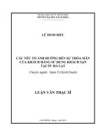 Các yếu tố ảnh hưởng đến sự thỏa mãn của khách hàng sử dụng khách sạn tại tp  đà lạt  