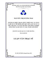 Đánh giá hiện trạng phát triển rau an toàn và đề xuất mô hình liên kết giữa sản xuất và tiêu thụ rau an toàn hướng tới nông nghiệp sinh thái tại huyện củ chi, tp  hồ chí minh   