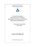 Các nhân tố ảnh hưởng đến sự hài lòng của người dân đối với dịch vụ thu gom, vận chuyển rác trên địa bàn thành phố đà lạt  