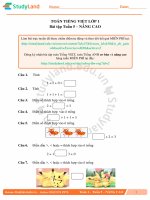 TOÁN TIẾNG VIỆT LỚP 1 Bài tập Tuần 5 – NÂNG CAO - ĐỀ 1