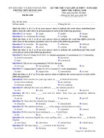 Đề thi thử vào lớp 10 THPT môn Tiếng Anh năm 2020 – Trường THPT Hoàng Mai (Mã đề 628)