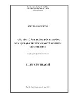 Các yếu tố ảnh hưởng đến xu hướng mua lặp lại  truyền miệng về sản phẩm giày thể thao  