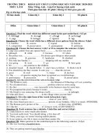 Đề thi học kì 1 môn Tiếng Anh 8 năm 2020-2021 có đáp án - Trường THCS Trúc Lâm