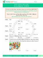 TOÁN TIẾNG VIỆT LỚP 2 Bài tập Tuần 18 – CƠ BẢN – ĐỀ 1