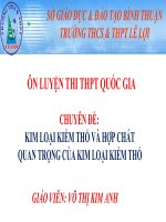 khối lớp 12  chuyên đề kim loại kiềm thổ và hợp chất quan trọng của kim loại kiềm thổ  cô võ thị kim anh