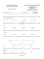 Đề thi thử tốt nghiệp THPT môn Toán năm 2020-2021 có đáp án - Trường THPT Kinh Môn (Lần 1)