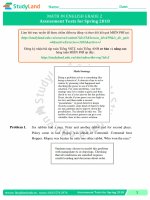 TOÁN TIẾNG ANH LỚP 2 - BÀI KIỂM TRA – CƠ BẢN – ĐỀ 1