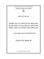 Nghiên cứu các nhân tố tác động đến sự hài lòng về giao tiếp của nhân viên trong công ty cổ phần viễn thông fpt  