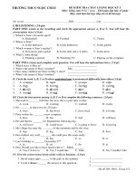 Đề thi học kì 1 môn Tiếng Anh 9 năm 2020-2021 - Trường THCS Ngọc Châu