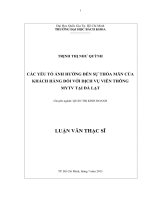 Các yếu tố ảnh hưởng đến sự thỏa mãn của khách hàng đối với dịch vụ viễn thông hàng đối với dịch vụ viễn thông mytv tại đà lạt  