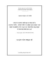 Chất lượng mối quan hệ giữa giảng viên – sinh viên và hiệu quả học tập một nghiên cứu tại các trường đại học ở thành phố đà lạt  