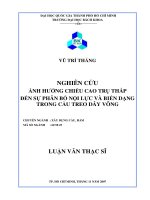 Nghiên cứu ảnh hưởng chiều trụ tháp đến sự phân bố nội lực và biến dạng trong cầu treo dây võng   