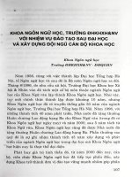 Khoa ngôn ngữ học, Trường Đại học Khoa học Xã hội và Nhân văn với nhiệm vụ đào tạo sau đại học và xây dựng đội ngũ cán bộ khoa học