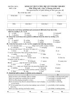 Đề thi học kì 1 môn Tiếng Anh 7 năm 2020-2021 có đáp án - Trường THCS Trúc Lâm