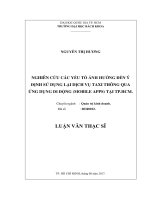 Nghiên cứu các yếu tố ảnh hưởng đến ý định sử dụng lại dịch vụ taxi thông qua ứng dụng di động (mobile apps) tại tp  hcm  
