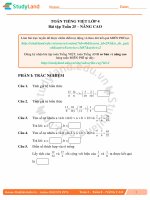 TOÁN TIẾNG VIỆT LỚP 4 Bài tập Tuần 25 – NÂNG CAO – ĐỀ 1