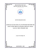 Đánh giá sự hài lòng của người nộp thuế đối với chất lượng dịch vụ kê khai thuế qua mạng tại cục thuế tỉnh bến tre  