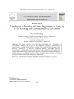 Học tập chuyển hóa và một số gợi ý về sự vận dụng vào thực tiễn dạy học ở Việt Nam hiện nay