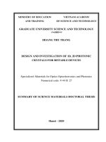 Thông tin tóm tắt về những đóng góp mới của luận án tiến sĩ: Nghiên cứu, thiết kế cấu trúc tinh thể quang tử 1D và 2D ứng dụng cho linh kiện lưỡng trạng thái ổn định.
