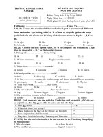 Đề thi học kì 1 môn Tiếng Anh 7 năm 2020-2021 có đáp án - Trường PTDTBT THCS Nậm Xe