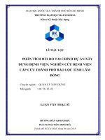Phân tích rủi ro tài chính dự án xây dựng bệnh viện nghiên cứu bệnh viện cấp cứu thành phố bảo lộc tỉnh lâm đồng  