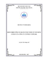 Hoàn thiện công tác quản lý dự án đầu tư xây dựng cơ bản của công ty cổ phần vinpearl  