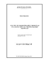 Các yếu tố ảnh hưởng đến ý định ở lại của giảng viên các trường đại học tại đà lạt  