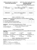 Đề thi học kì 1 môn Tiếng Anh 9 năm 2020-2021 - Phòng GD&ĐT thành phố Thanh Hóa