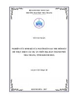 Nghiên cứu sinh kế của người dân sau thu hồi đất để thực hiện các dự án trên địa bàn thành phố nha trang, tỉnh khánh hòa  