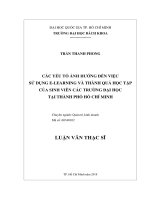 Các yếu tố ảnh hưởng đến việc sử dụng e learning và thành quả học tập của sinh viên các trường đại học tại thành phố hồ chí minh  
