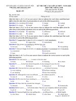 Đề thi thử vào lớp 10 THPT môn Tiếng Anh năm 2020 – Trường THPT Hoàng Mai (Mã đề 357)