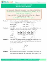 TOÁN TIẾNG ANH LỚP 5 Bài tập Tuần 20 – CƠ BẢN – ĐỀ 1