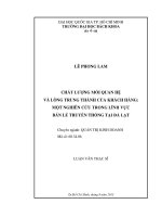 Chất lượng mối quan hệ và lòng trung thành  một nghiên cứu trong lĩnh vực bán lẻ truyền thống tại đà lạt   