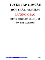 tuyển tập các câu hỏi cung và góc lượng giáctoán 10 11 
