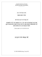 Nghiên cứu tác động của các yếu tố thuộc giá trị quan hệ giữa nhà cung cấp và nhà phân phối đến sự hài lòng các đại lý sơn  