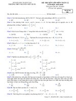 Đề thi xếp lớp môn Toán khối 12 năm 2019-2020 có đáp án - Trường THPT Nguyễn Viết Xuân