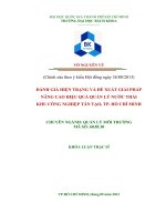 Đánh giá hiện trạng và đề xuất giải pháp nâng cao hiệu quả quản lý nước thải khu công nghiệp tân tạo, tp  hồ chí minh  