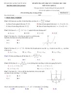 Đề thi giữa học kì 1 toán 12 năm 2019-2020 trường THPT Ten Lơ Man