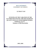 nghiên cứu đánh giá biến động các thông số ảnh hưởng đến chất lượng tôm sú penaeus monodon bảo quản ở 0 oc sau thu hoạch