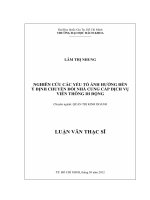 Nghiên cứu các yếu tố ảnh hưởng đến ý định chuyển đổi nhà cung cấp dịch vụ viễn thông di động  