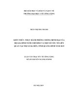 Kiến thức, thực hành phòng chống bệnh dại của hộ gia đình nuôi chó mèo và một số yếu tố liên quan tại thị xã ba đồn, quảng bình năm 2019 