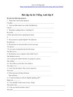 Bài tập ôn hè Tiếng Anh lớp 8