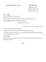 Đề thi học kì 1 môn Ngữ văn 9 năm 2020-2021 có đáp án - Trường THCS Trưng Vương