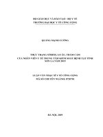 Thực trạng stress, lo âu, trầm cảm của nhân viên y tế trung tâm kiểm soát bệnh tật tỉnh sơn la năm 2019 