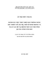 Đánh giá việc thực trạng thực hiện qui trình chăm sóc thiết yếu bà mẹ, trẻ sơ sinh trong và ngay sau đẻ tại bệnh viện sản nhi tỉnh quảng ninh năm 2019 