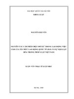 Nguyên tắc cấm phân biệt đối xử trong lao động việc làm của tổ chức lao động quốc tế ILO và sự nội luật hóa trong pháp luật việt nam