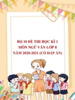 Bộ 10 đề thi học kì 1 môn Ngữ văn lớp 8 năm 2020-2021 (Có đáp án)