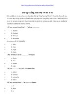 Bài tập Tiếng Anh lớp 4 Unit 1-10