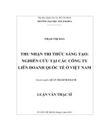 Thu nhận tri thức sáng tạo  nghiên cứu tại các công ty liên doanh quốc tế ở việt nam  